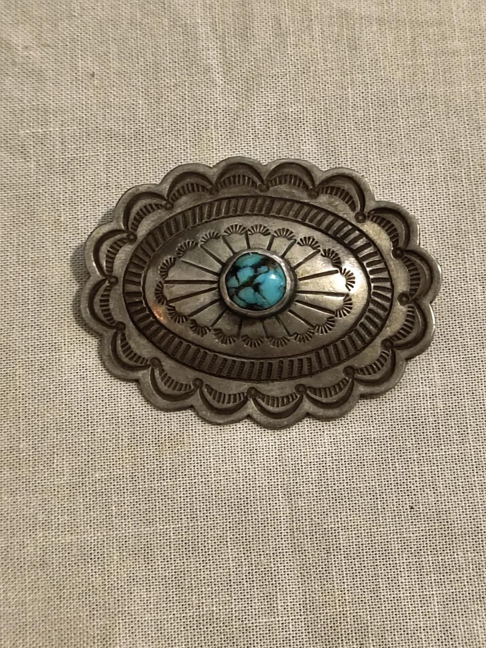Vintage Navajo Sterling Silver Turquoise Brooch Pin C.O. Lee Signed 887 13.3g